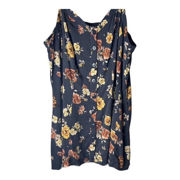 Torrid Tank Top Women 10 Black Floral Print Button Front Shirt Boho Festival - Picture 6 of 11